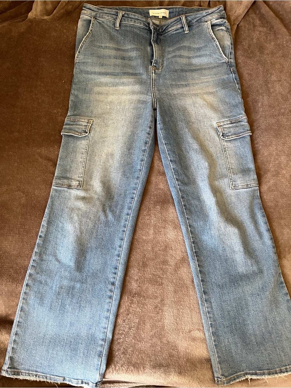Light Blue Cargo Ankle Jeans by Risen 15/32